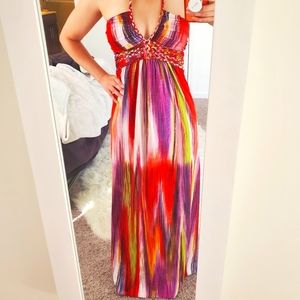 Cynthia Rowley Rainbow Print Maxi Dress XS